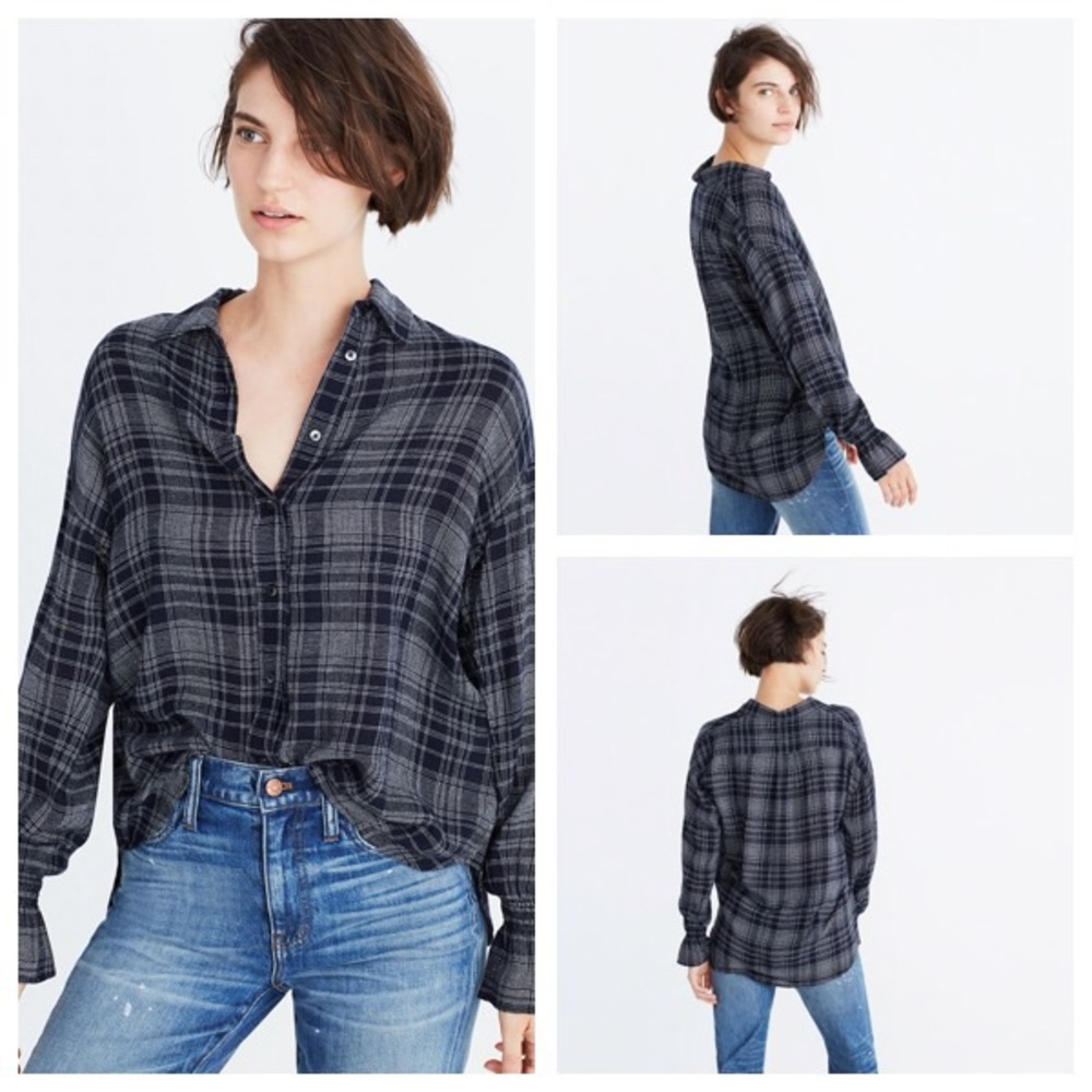 Madewell Westward Bell Sleeve Shirt in Plaid
